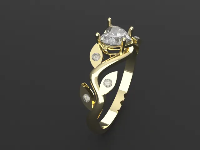 ANILLO CON HOJA CENTRAL CORTE CORAZON