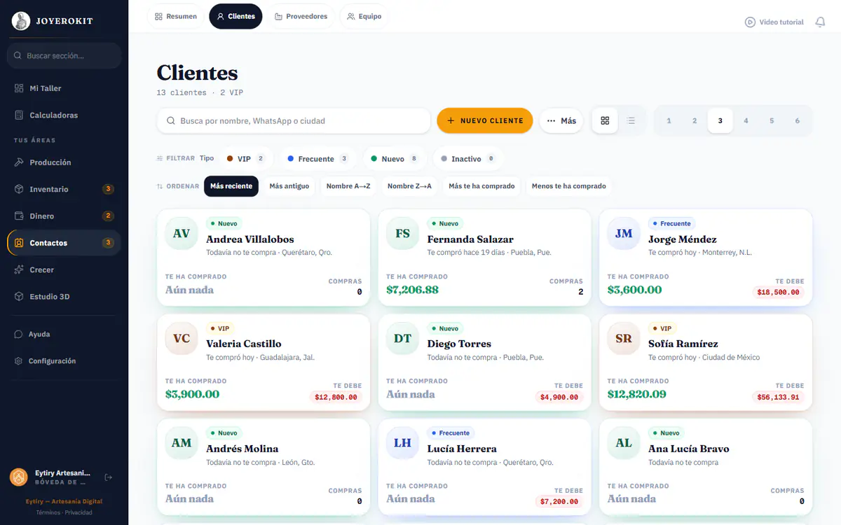 Clientes de JoyeroKit en la computadora
